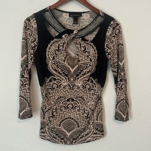 INC Black Printed Top